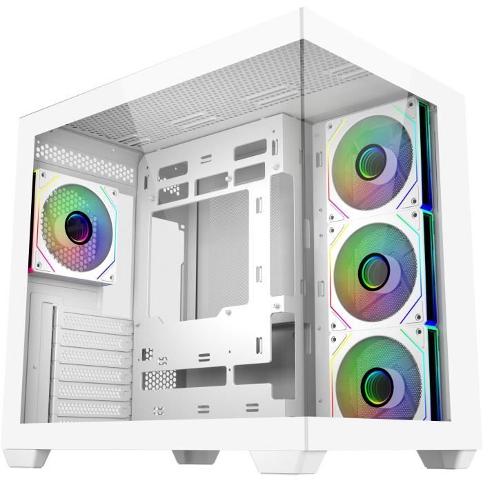 Cooler Master Elite 681 White - Boîtier PC Moyen-Tour avec Panneaux en Verre Trempé