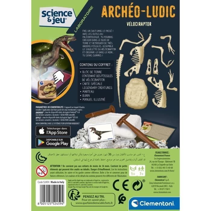 Clementoni - Science & Jeu - Archéo Ludic - Vélociraptor