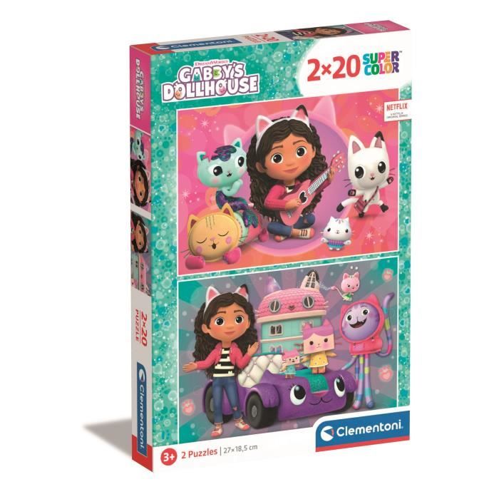 Puzzle - CLEMENTONI - Gabby s Dollhouse - 2 x 20 pieces - Pour enfants à partir de 3 ans - Thème dessins animés