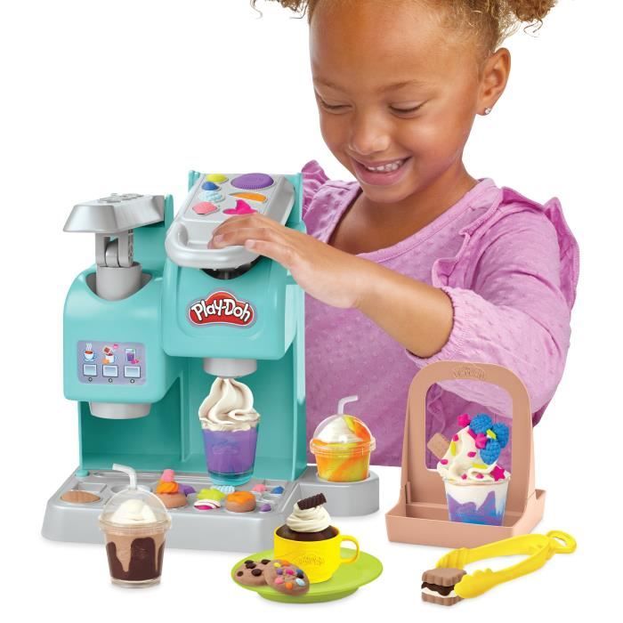 Play-Doh - Kitchen Creation - Mon super café, 20 accessoires et 8 pots de pâte a modeler, des 3 ans