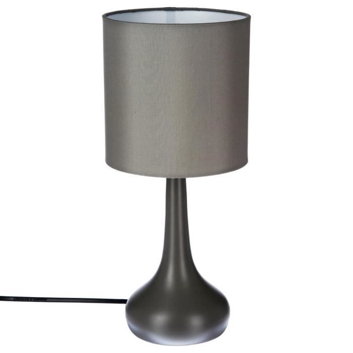 Lampe a poser touch en métal - H 35 cm - Gris