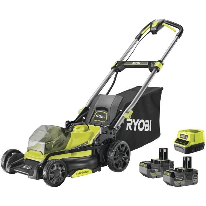 Cortac�sped de empuje 18V - RYOBI - Corte � 40 cm - Recogida y mulching - 2 bater�as 18V 4 Ah + 1 cargador