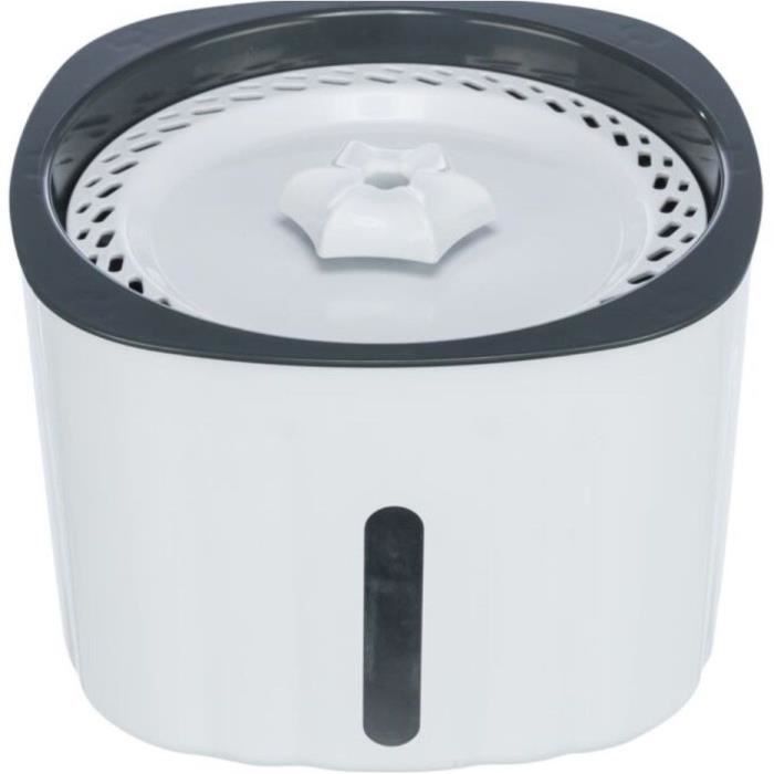 TRIXIE Fuente para beber Flores - Plástico - 2L - 18,5 × 13 × 18,5 cm - Blanco y gris