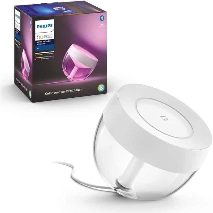 Philips Hue White & Color Ambiance, Iris compatible Bluetooth, Blanc, fonctionne avec Alexa, Google Assistant et Apple Homekit