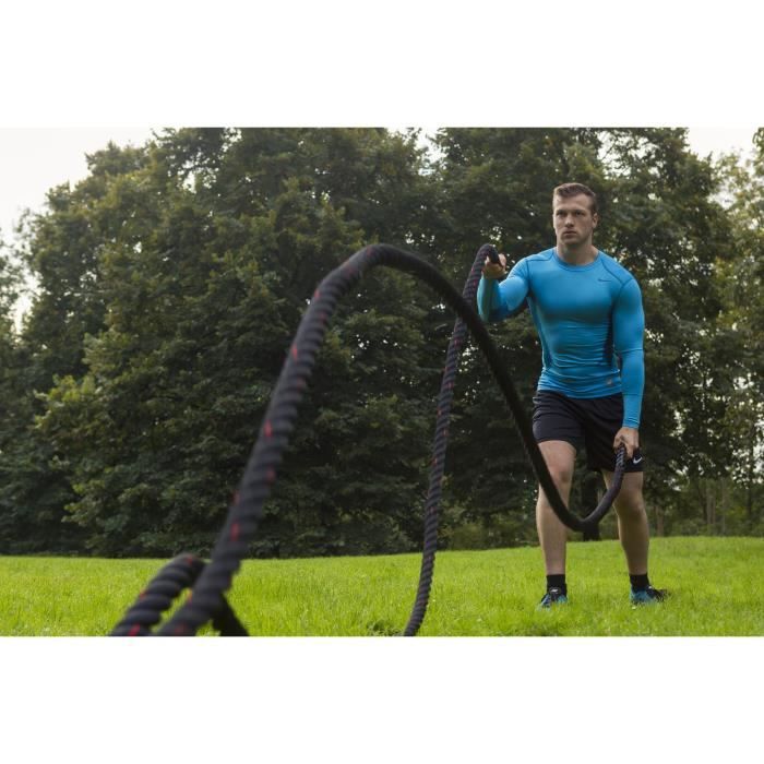 TUNTURI Corde ondulatoire de musculation battle rope crossfit 9m noire