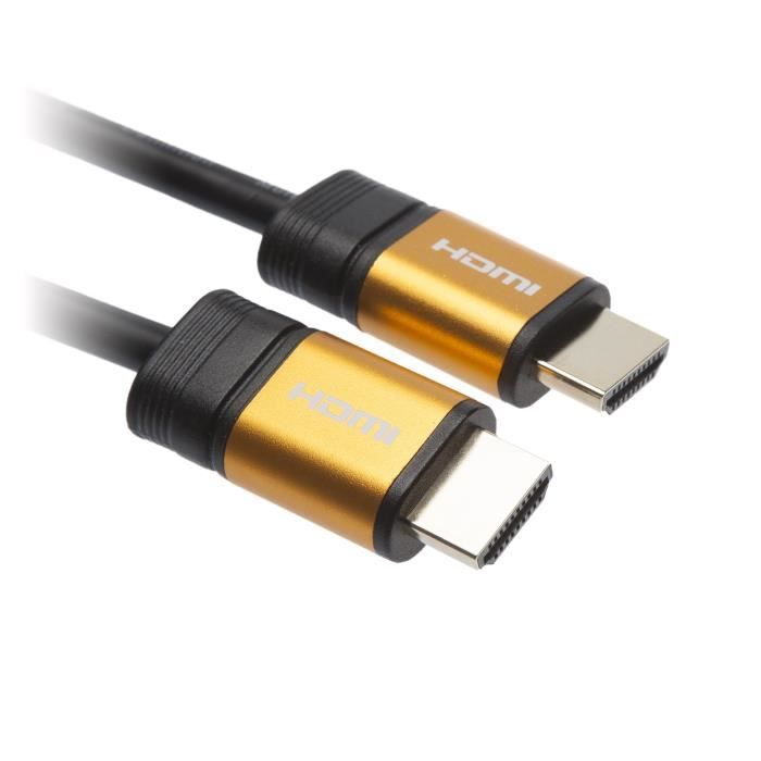 APM Cordon HDMI 4K Ethernet - Mâle/Mâle - Noir - Plug Or - 1,8m