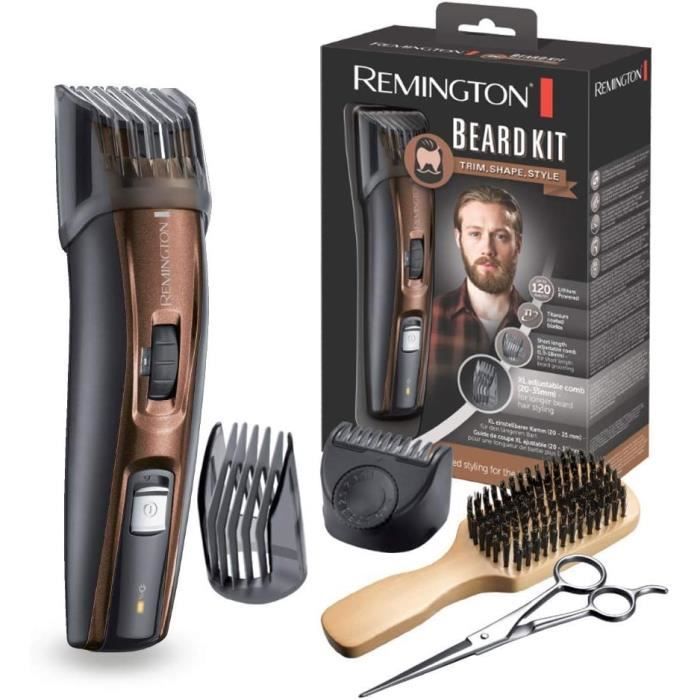 Remington MB4046 Coffret Rasage, Tondeuse Barbe Beard Kit, Lames Titanium Auto-Aff?t?es, Sabots Ajustables, Batterie Lithium