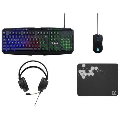 Image secondaire de Pack Gamer 4 en 1 - The G-Lab - COMBO NATRIUM - Souris Filaire - Clavier Filaire - Casque Filaire - Tapis de Souris