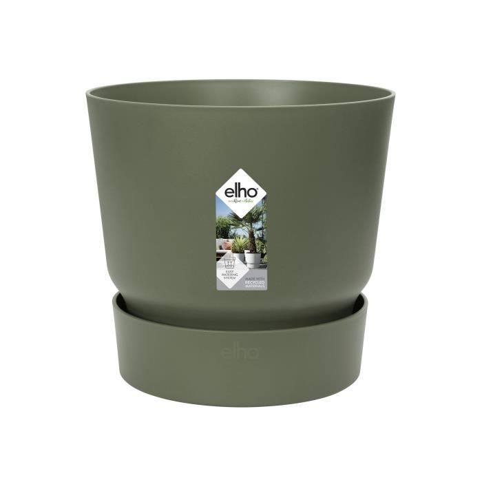 Vaso da fiori rotondo ELHO Greenville 55 - Verde - Ø 55 x H 50 cm - da esterno - 100% riciclato