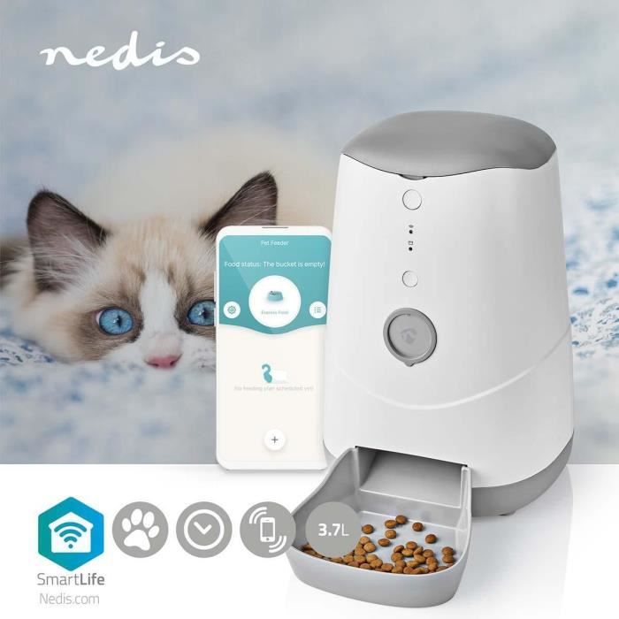 Nedis - Distributeur de nourriture intelligent pour animaux de compagnie | Wi-Fi | 3,7L