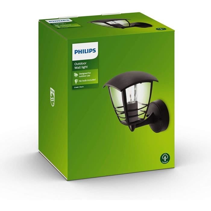CREEK - Applique per esterno a parete H20cm Nero Philips
