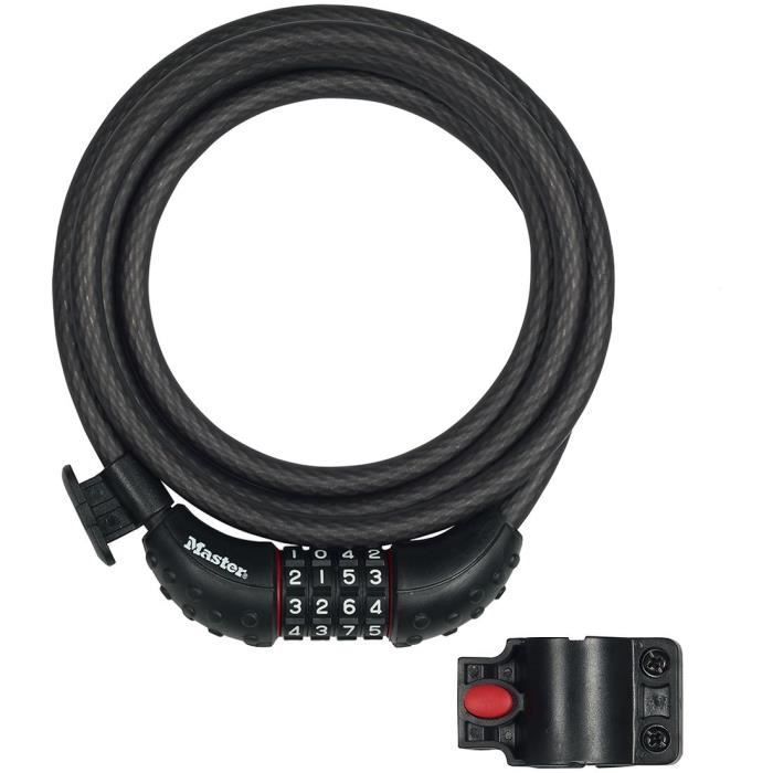 Lucchetto per bicicletta - MASTER LOCK - 8120EURDPRO - Cavo in acciaio intrecciato - Lunghezza 1,8 m