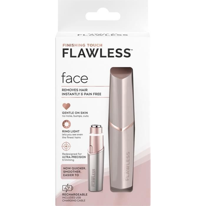 Rechargeable Facial Hair Remover - FLAWLESS FINISH - Flawless Face - Gentle and Safe - Blush