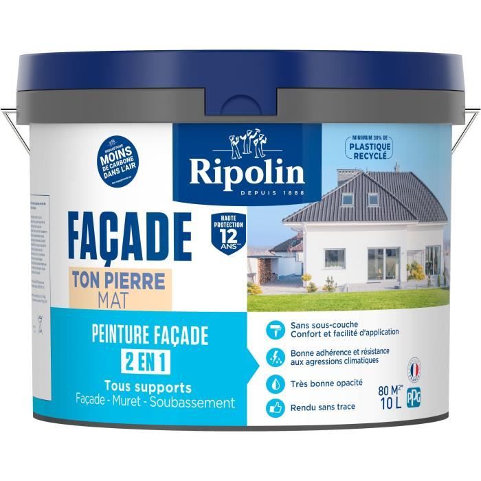 Classic 2 in 1 facade paint - RIPOLIN - 474647 - Stone tone - Matte - 10 L