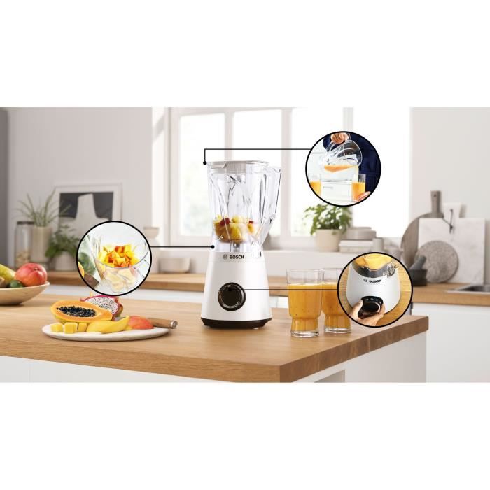 Image secondaire de Blender VitaPower - BOSCH - MMB6141W - 1200 W - 30000 trs/min - 2 vitesses + turbo - Bol 2 L - 4 lames amovibles - Blanc