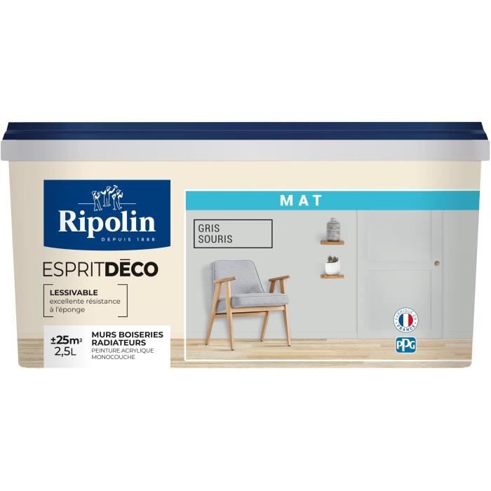 RIPOLIN Pittura murale tutti i pezzi, Ripolin - Grigio topo opaco, 2,5L