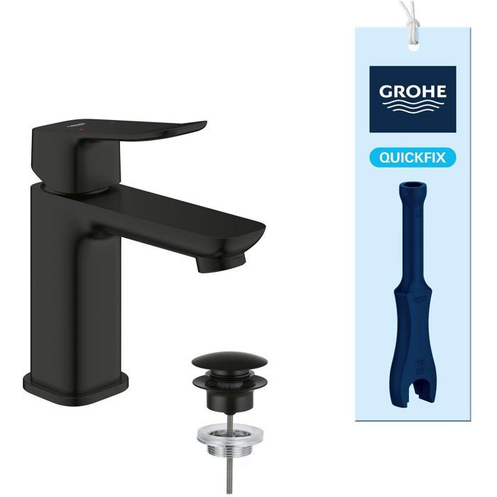 Mitigeur de lavabo GROHE DICE Noir mat - Taille S avec clic-clac