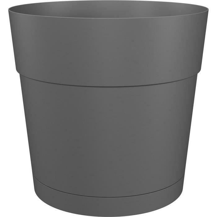 Pot a fleurs et plantes rond CAPRI LARGE - Plastique - Réservoir d'eau - diametre 30 cm - Anthracite - ARTEVASI