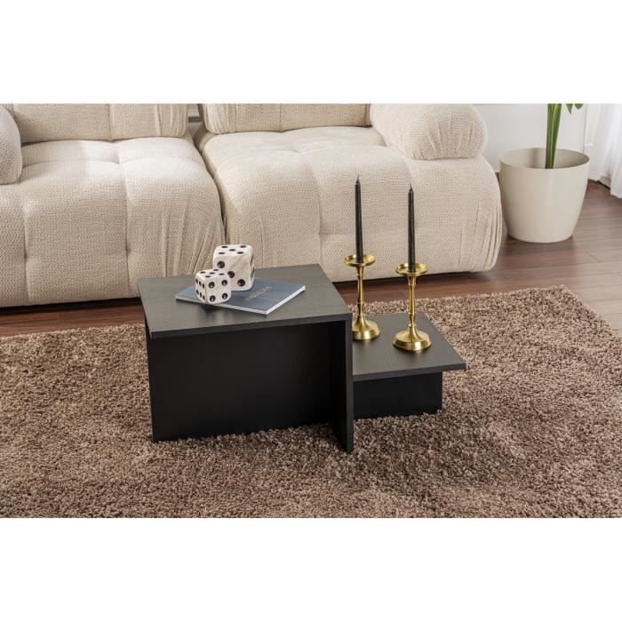 Image secondaire de Table basse - HARMONY - Rectangulaire - Noir - 80 x 40 x 40 cm