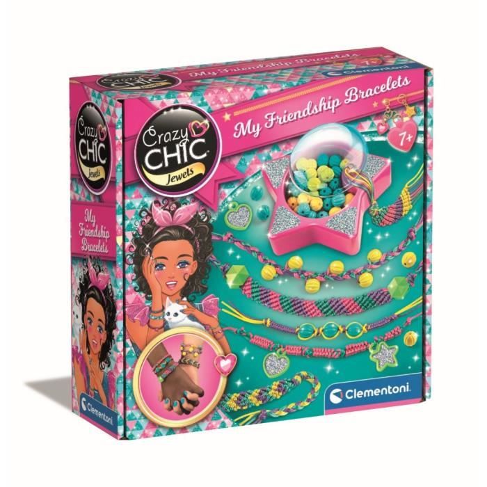 Clementoni Crazy Chic - Scatola per creazione braccialetti dell'amicizia - Perline e fili - Dai 7 anni in su