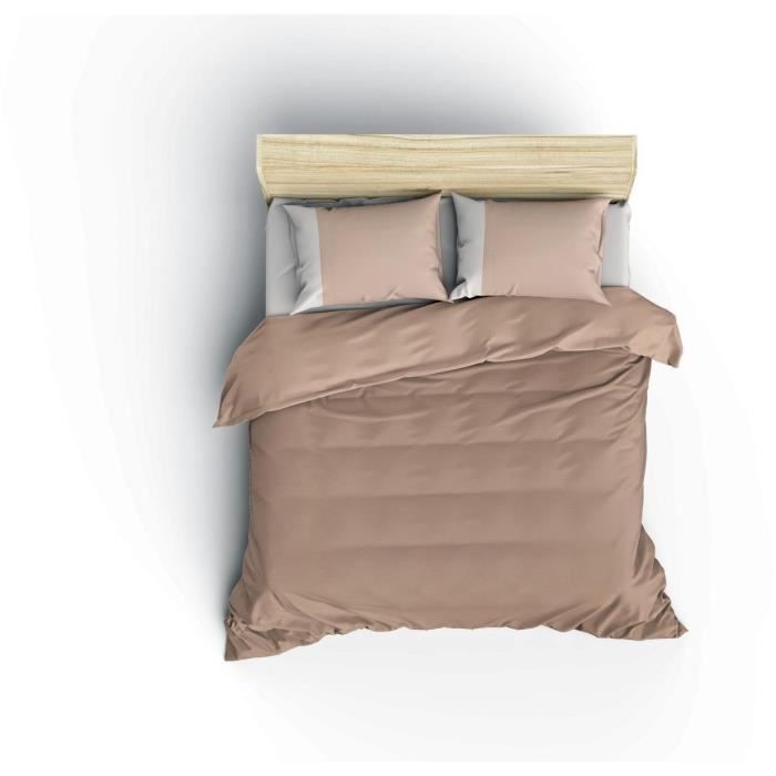Image secondaire de Parure de lit - 1 housse de couette 220 x 240 cm + 2 taies d'oreiller 60 x 60 cm - 100% coton renforcé - Vison