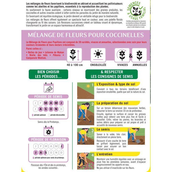 Image secondaire de Mélange de Fleurs pour Coccinelles - 15 Variétés Annuelles et 7 Vivaces