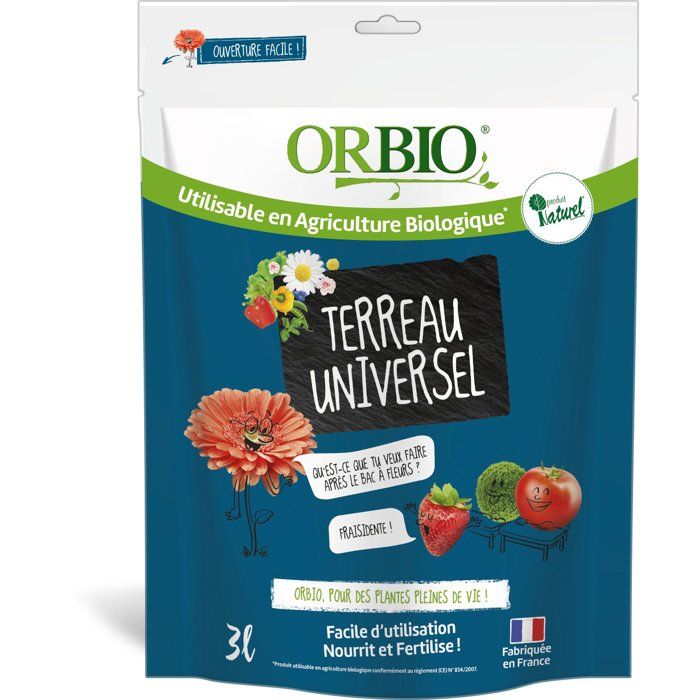Terreau Universel ORBIO 3 L - Idéal pour vos plantes