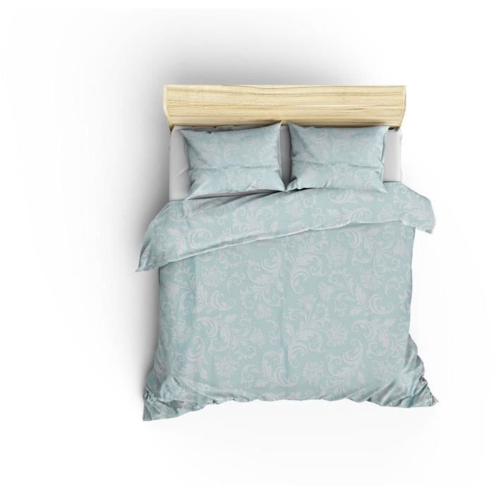Image secondaire de Parure de lit - 1 housse de couette 220 x 240 cm + 2 taies d'oreiller 60 x 60 cm - Satiné 100% coton - Blanc