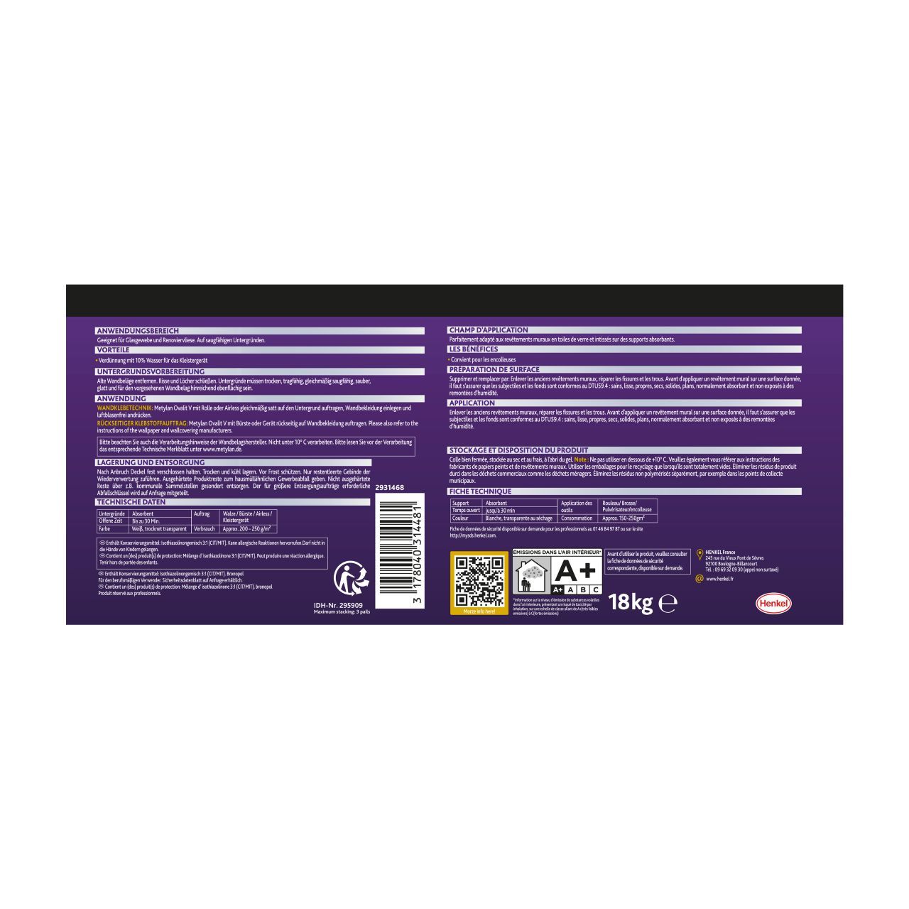 Image secondaire de Colle Pâte Métylan Ovalit V - Prête à l'Emploi 18 kg pour Revêtements Muraux