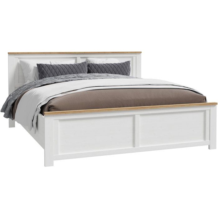 Lit King Size BOHOL 180 x 200 cm en Chêne et Blanc