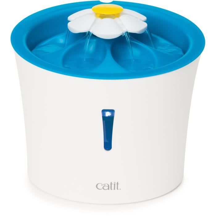 Fontaine a eau pour chat a fleur - CATIT - Flower - 3L - Avec LED - Bleu