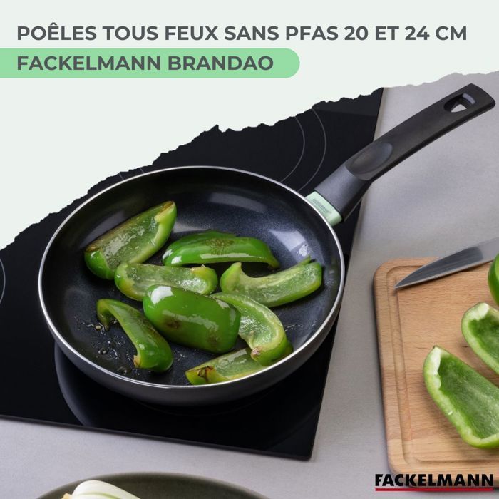 Image secondaire de Set de 2 poêles à induction FACKELMANN Brandao - Aluminium céramique antiadhésif Ø 20 et 24 cm