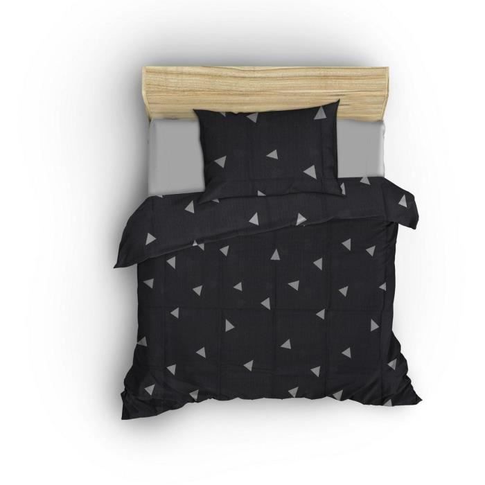 Image secondaire de Parure de lit - 1 housse de couette 220 x 240 cm + 2 taies d'oreiller 60 x 60 cm - 65% coton, 35% polyester - Gris