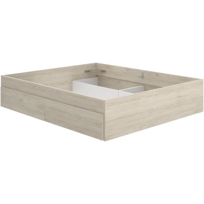 Lit Double LAGO 140x190 cm avec 4 Tiroirs en Chêne