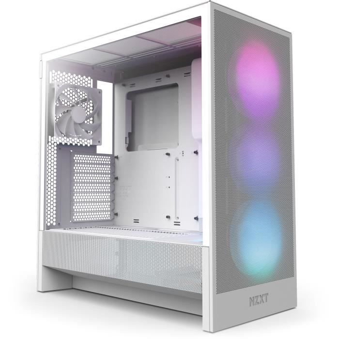 Image secondaire de Boitier moyen-tour ATX - NZXT - H5 Flow RGB - Ventilateurs RGB inclus - Blanc - Refroidissement optimisé