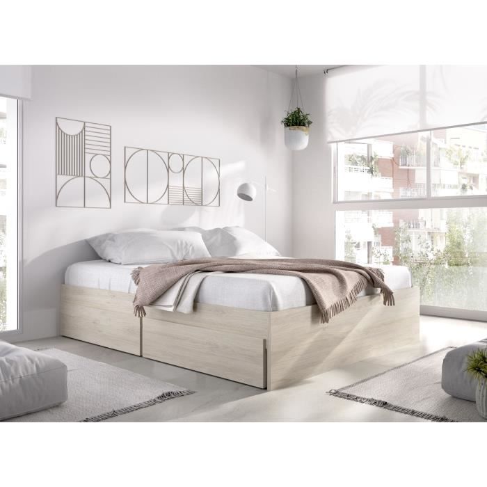 Image secondaire de Lit Double LAGO 140x190 cm avec 4 Tiroirs en Chêne