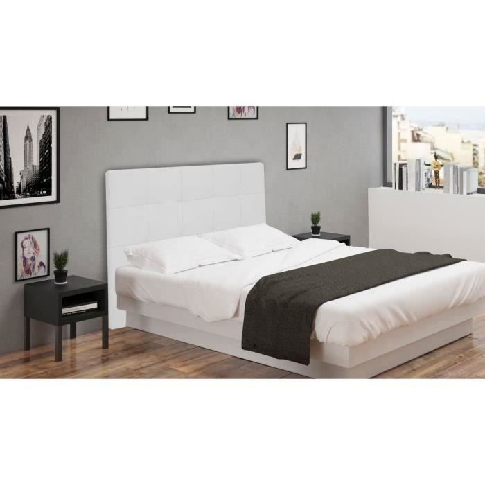 Tete de lit HERA - Simili Blanc - Pour couchage 140 et 160 - 165 x 120 cm