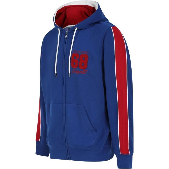 TOKYO LAUNDRY Sweat Zippé a Capuche Bleu/Rouge Homme