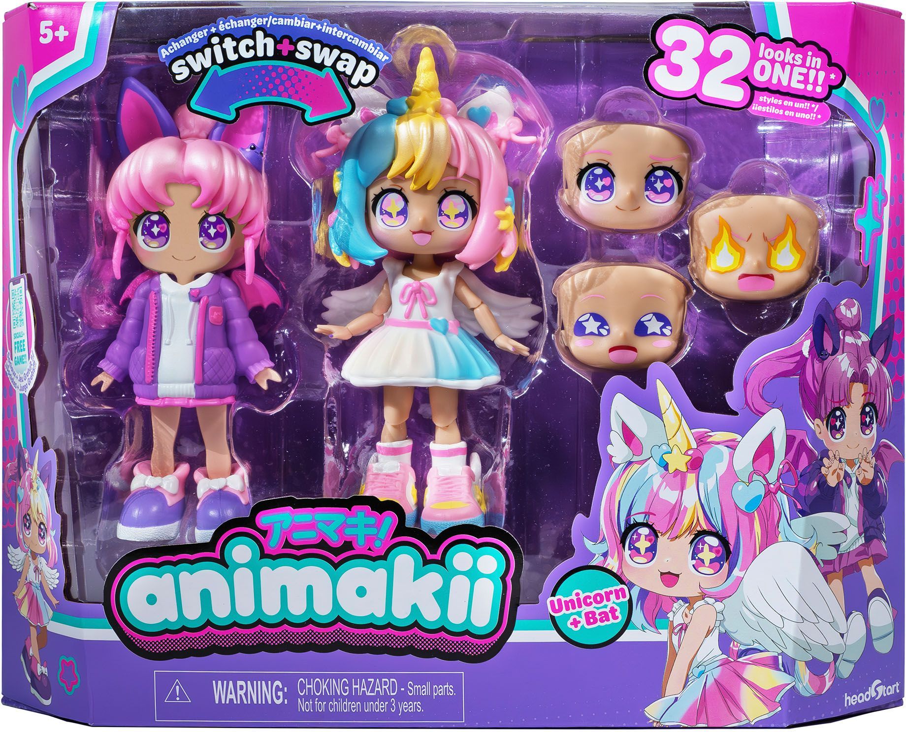 Poupée Personalisable - BANDAI - Animakii - HEA26348 - Licorne et Chauve Souris