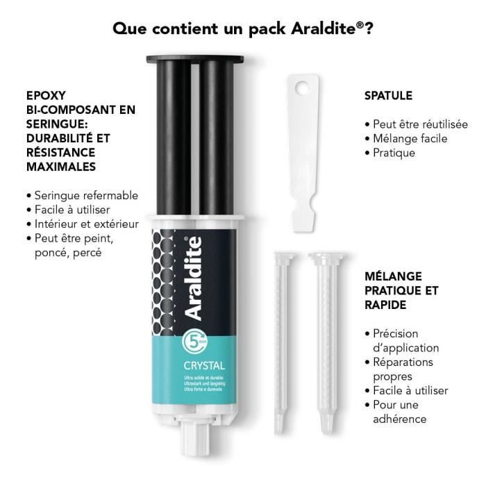 Image secondaire de Colle époxy bi-composant - CYANOLIT - Araldite - Crystal - 24 ml - Transparent - Haute résistance - Idéale pour assemblages discrets