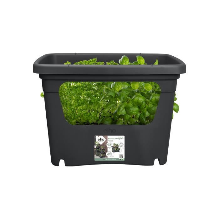 ELHO - Pot de fleurs - Green Basics Stack & Grow Large - Living Noir - Extérieur - L 35.1 x W 50.9 x H 35.7 cm
