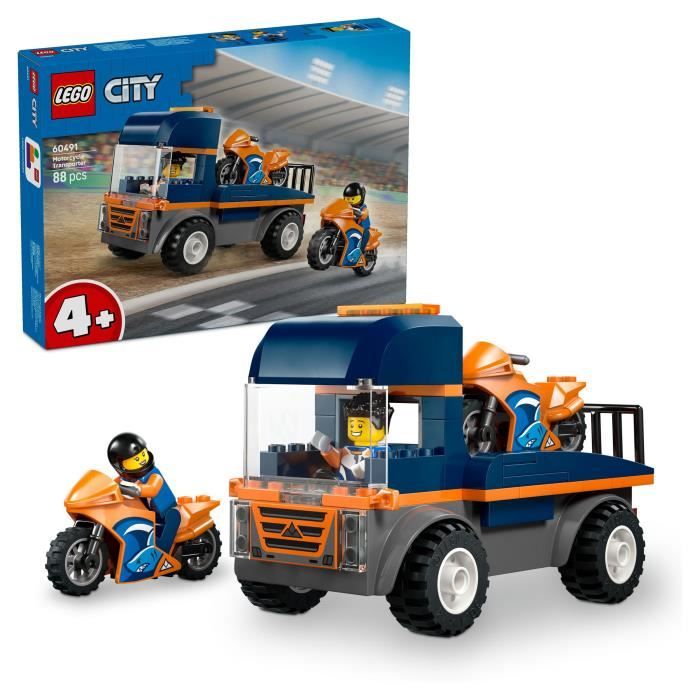 LEGO City - Le Transporteur de Motos avec Camion et Minifigurines