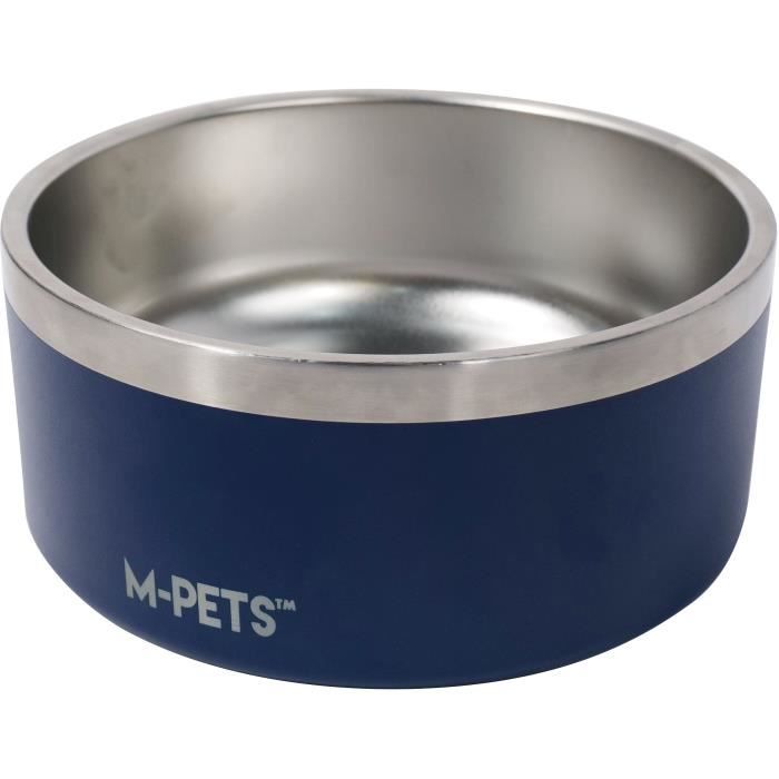 Ciotola - M PETS - ESKIMO - Doppia parete 2 L - Blu - Acciaio inossidabile, antiscivolo, inodore, antiruggine, lavabile
