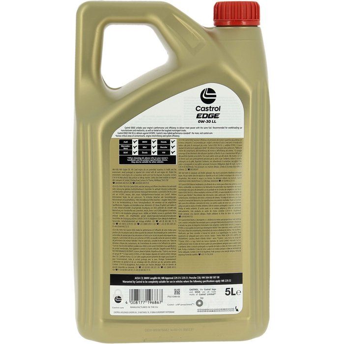 Image secondaire de Huile Moteur Castrol EDGE 0W-30 LL 5L - Performance Optimale