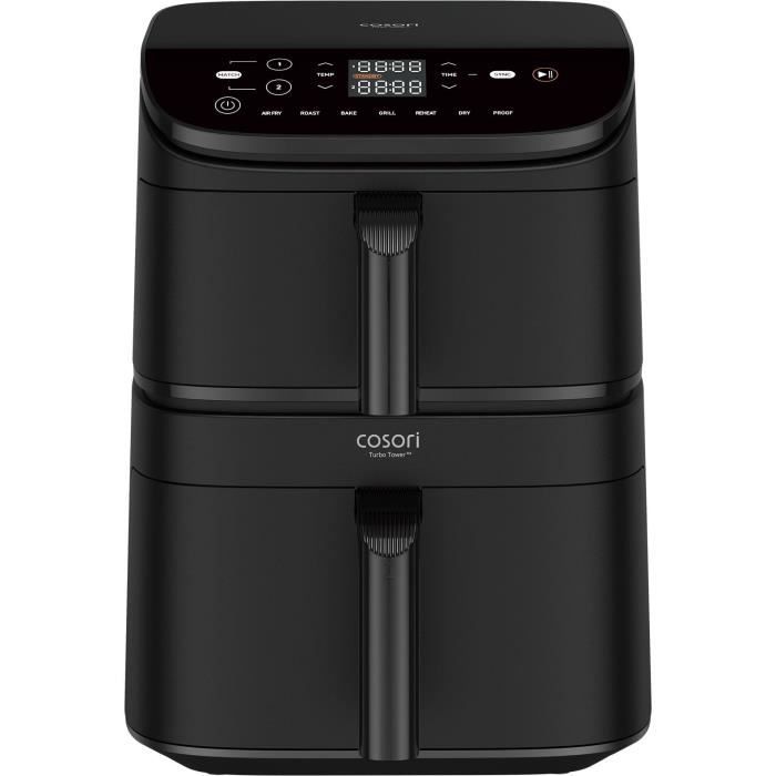 Friggitrice ad aria COSORI Turbo Tower Chef Edition - Capacità 10,8 l - 2 vasche - 6 programmi - 2630 W - Nero