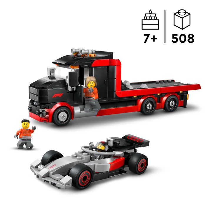 Image secondaire de Camion de F1 LEGO City avec Voiture de Course Audi - Set de Construction