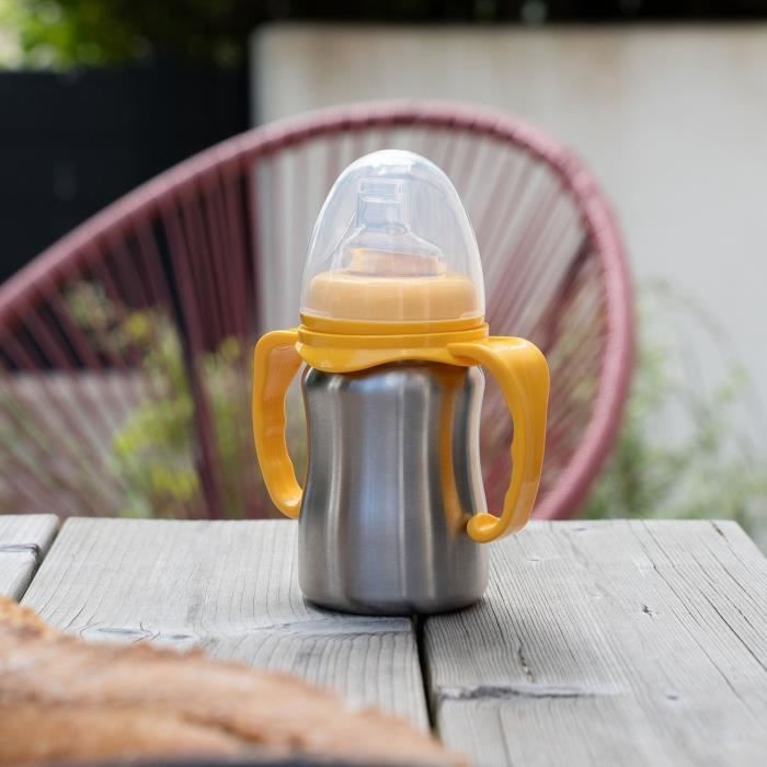 Image secondaire de Tasse d'apprentissage - THERMOBABY - Inox - 180 ml - Jaune Mangue - Ergonomique et anti-fuites