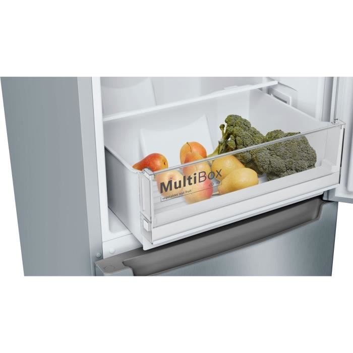 Réfrigérateur combiné pose-libre BOSCH - KGN33NLEB - SER2 - inox look -Volume utile total: 282 l - 176x60cm - Inox