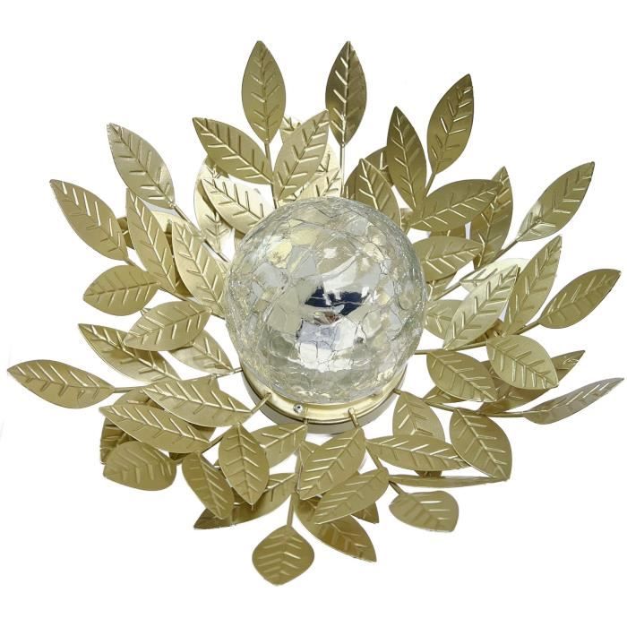 Ninfea solare GALIX G4495 - Metallo, Oro e vetro crepato - 7 Lumen - 26 cm