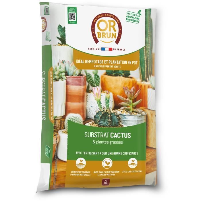 Substrat cactus & Plantes grasses - OR BRUN - OBRTCAC6U - 6L - Favorise la croissance